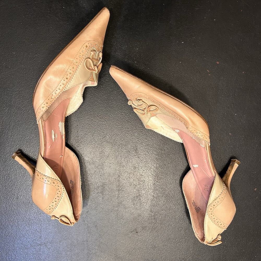 Vintage Pointed Toe Circa Joan & David Leather Lace Up Kitten Heels Size 8M - Picture 4 of 8